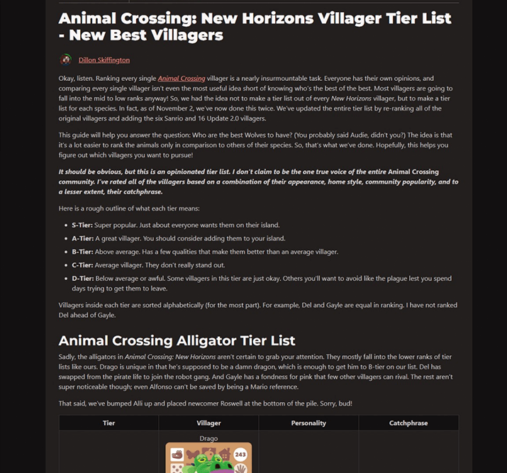 animal crossing tier list 1